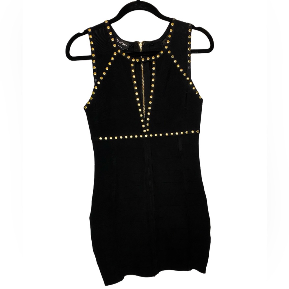 Bebe Studded Black Body-con Dress Size M